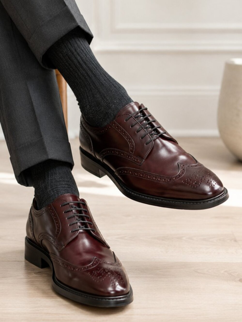 Vintage Dack's Canada Made Burgundy Wingtip Brogue Dress Shoes Mens 11.5 Leather - Picture 4 of 12